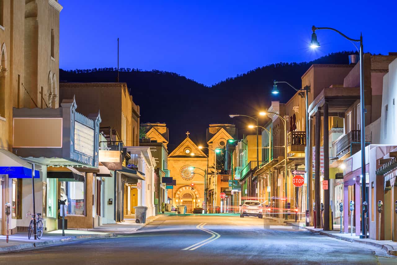 Santa Fe New Mexico Downtown At night