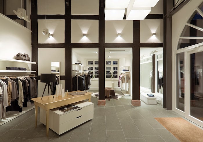 commercial space boutique with elegant lighting design installed by professional electricians